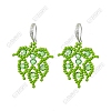 Handmade Glass Seed Beads Leaf Dangle Earrings EJEW-FS00098-1