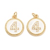 Brass Micro Pave Clear Cubic Zirconia Charms ZIRC-J040-44G-04-2