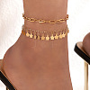 Alloy Paperclip Chain Flower Tassel Double Layer Anklets for Women FS-WGB7378-01-2