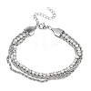 304 Stainless Steel & Rhinestone Rope Chain Double Layer Bracelets for Women BJEW-F540-07P-4