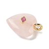 Natural Rose Quartz Pendants X-G-P585-03G-09-2