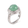 Natural Green Aventurine Round Adjustable Rings RJEW-K271-04P-10-2