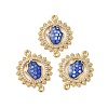 Rack Plating Brass Micro Pave Cubic Zirconia Flower with Hamsa Hand Connector Charms KK-K385-116G-2