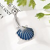 Alloy Enamel Shell Shaped Curved Barbell Belly Rings AJEW-R007-02P-3