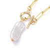 Natural Baroque Pearl Keshi Pearl Pendant Necklaces NJEW-JN02814-2