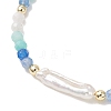 Natural & Synthetic Gemstone & Nuggets Baroque Pearl Keshi Pearl Beads Slider Bracelets BJEW-JB13260-01-3