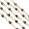 Natural Agate Beaded Round Link Chains AJEW-JB01533-02-2