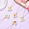 Imitate Austrian Crystal Bicone Glass & Glass Pearl Beaded Heart Pendant 304 Stainless Steel Cable Chain Necklaces for Women NJEW-MZ00154-1