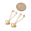 Heart with Chain Charm Brass Earrings EJEW-JE06115-4