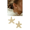 1 Pair Starfish Brass Micro Pave Clear Cubic Zirconia Studs Earrings EJEW-SZ0002-08G-8