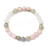 Natural Mashan Jade & White Jade & Labradorite & Pink Zebra Jasper & Alloy Beads Stretch Bracelets for Women BJEW-JB12831-2