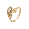 Leaf Brass Micro Pave Cubic Zirconia Cuff Ring Setting LS-KK-A244-01G-G-1