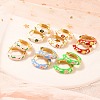 Rack Plating Flower Brass Enamel Hoop Earrings EJEW-H143-13G-1