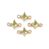 Brass Pave Glass Rhombus Links Connector Charms X1-GLAA-Q088-001I-1