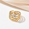 304 Stainless Steel Pave Clear Cubic Zirconia Cuff Open Rings for Women RJEW-F207-03F-G-4
