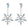 Rack Plating Brass Micro Pave Clear Cubic Zirconia Snowflake Dangle Stud Earrings EJEW-T021-03P-1