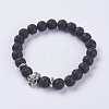 Natural Lava Rock Beads Stretch Bracelets BJEW-E325-C08-1