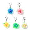 Handmade Polymer Clay Rose Pendant Decoration HJEW-JM02944-2