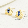 Fashionable Crown with Evil Eye Stainless Steel Stud Earrings NW1234-5