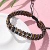 Natural Tiger Eye and Synthetic Hematite Adjustable Braided Bead Bracelets BJEW-H626-01-05-3