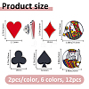 12Pcs 6 Styles Playing Card Sign Enamel Pin JEWB-FH0002-59-2
