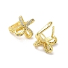 Brass Micro Pave Clear Cubic Zirconia Bowknot Hoop Earring Findings KK-G536-12G-2