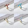 4Pcs 4 Colors Snake Golden Cuff Rings for Women RJEW-SZ0001-04A-2