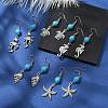 Ocean Theme Alloy Dangle Earrings with Synthetic Turquoise Beaded EJEW-JE05447-2