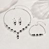 Teardrop Brass Rhinestone Necklaces & Link Bracelets & Stud Earring Sets FS-WGE0FD5-05-3