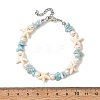 Synthetic Turquoise & Natural Larimar & Cultured Freshwater Pearl Beaded Bracelets for Women BJEW-JB13951-4