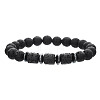 Round & Colunm Natural Lava Rock & Synthetic Non-magnetic Hematite Stretch Beaded Bracelet for Women Men OR8380-4-1