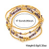 4Pcs 4 Styles Natural Amethyst & Brass Round Beads Stretch Bracelets for Women NA2188-1-4