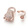Brass Micro Pave Cubic Zirconia Fold Over Clasps ZIRC-S058-02RG-3