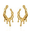 304 Stainless Steel Abstract Melting Liquid Drop Shape Stud Earrings for Women WG8D0B8-01-2