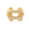 Adjustable Brass Micro Pave Clear Cubic Zirconia Open Cuff Rings for Women RJEW-A048-04G-2