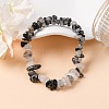 Natural Tourmalinated Quartz/Black Rutilated Quartz Stretch Bracelets BJEW-JB03681-01-1