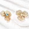 Flower Brass Micro Pave Cubic Zirconia Stud Earrings EJEW-F391-07G-02-3