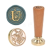 European Style Round Golden Tone Brass Letter Wax Seal Stamps PW-WG011B8-23-1