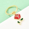 Adjustable Brass Enamel Pendant Finger Rings for Women RJEW-A090-03G-3
