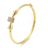 Brass Cube Hinged Bangle with Cubic Zirconia for Women BJEW-K229-04G-2