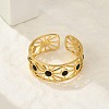 Hollow Out 304 Stainless Steel Enamel Cuff Rings for Women RJEW-G338-11G-3