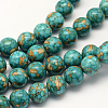 Dyed Synthetic Turquoise Round Bead Strands TURQ-Q100-01C-01-1