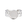 Hollow Heart 304 Stainless Steel Cuff Ring Components SA-CBA82C8-02B-P-2
