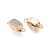 Brass Micro Pave Clear Cubic Zirconia Box Clasps KK-Q074-04G-3