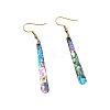 Acrylic Imitation Abalone Shell Long Bar with Alloy Hook Dangle Earrings WG65F43-01-5