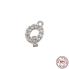 Real Platinum Plated Rhodium Plated 925 Sterling Silver Micro Pave Clear Cubic Zirconia Charms STER-P054-10P-Q-1