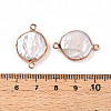 Electroplated Natural Keshi Pearl Flat Round Connector Charms PEAR-S018-03I-01-3