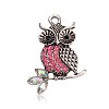 Antique Silver Tone Alloy Rhinestone Bird Pendants RB-J246-07AS-1