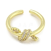 Rack Plating Brass Micro Pave Cubic Zirconia Knot Open Cuff Rings for Women RJEW-I104-14G-2