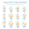 Fashewelry 24Pcs 12 Style Stainless Steel Charms STAS-FW0001-30-3